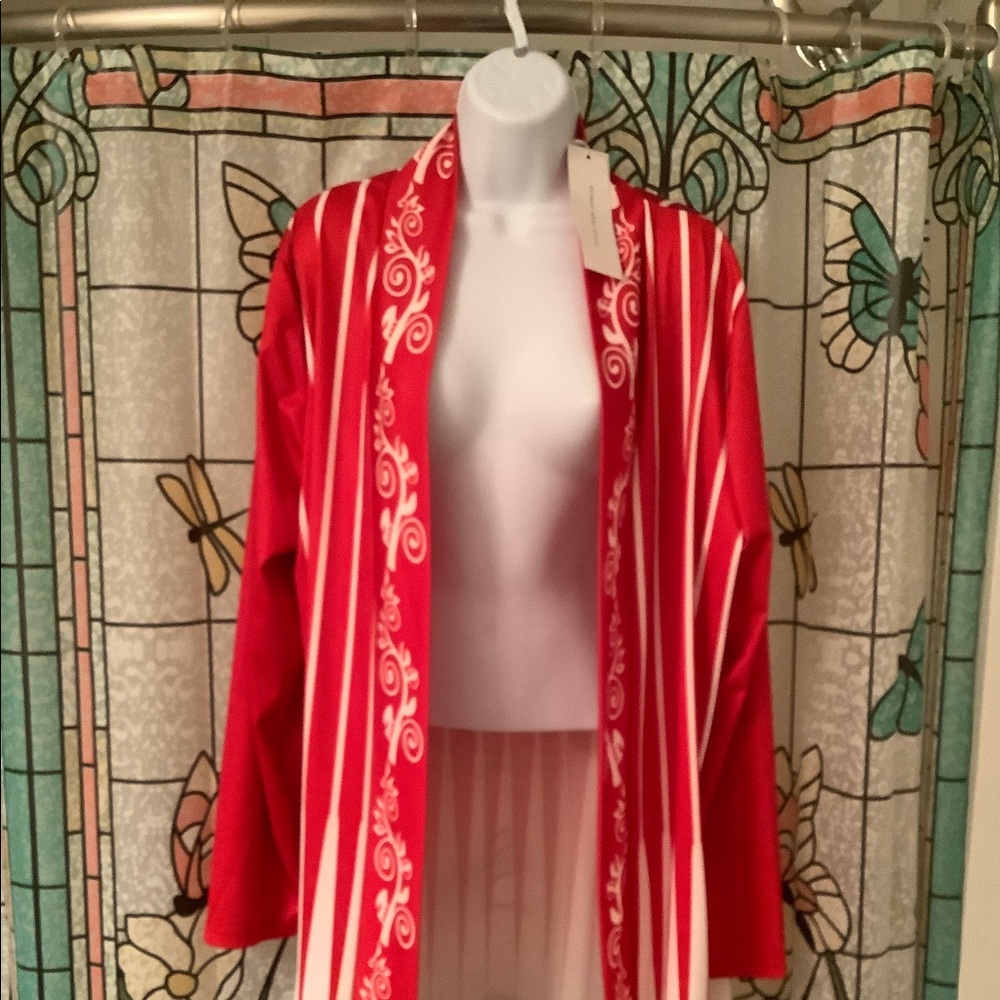 Red and White Polyester Jacket